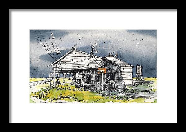 Midway Texas Framed Print featuring the mixed media Midway Texas Fillin' Station #1 by Tim Oliver