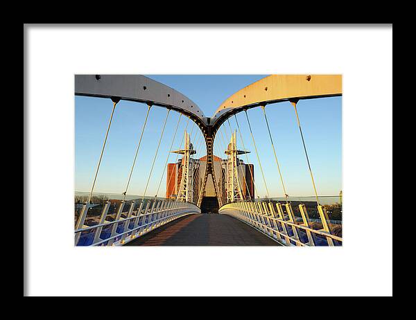 London Millennium Footbridge Framed Print featuring the photograph Millennium Bridge, Salford Quays #1 by Chrishepburn