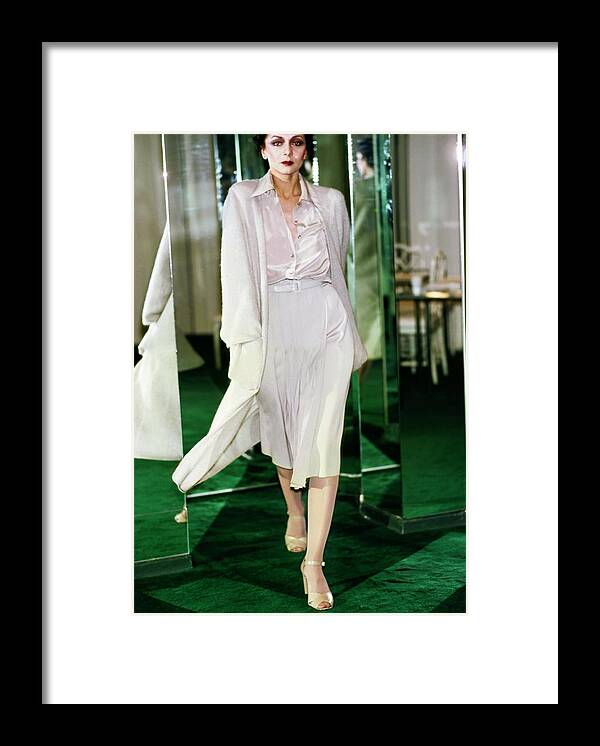 Fashion Framed Print featuring the photograph Model Walking For John Anthony #1 by Jacques Malignon