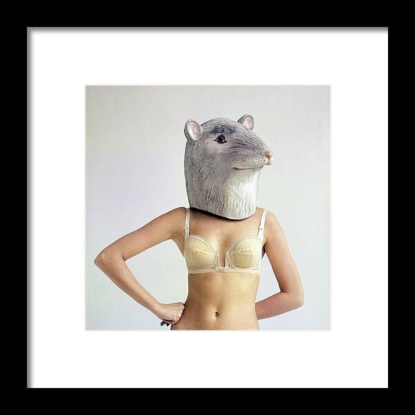 Animal Framed Print featuring the photograph Model Wearing A Mouse Mask #1 by Gianni Penati