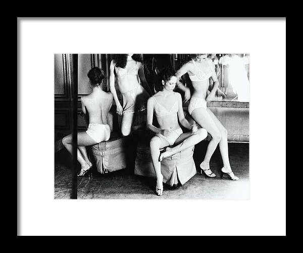 Accessories Framed Print featuring the photograph Models Wearing Lingerie #1 by Deborah Turbeville