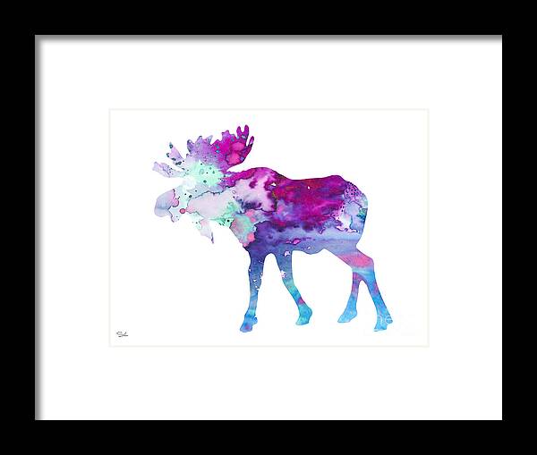 Moose Framed Print featuring the painting Moose #1 by Watercolor Girl