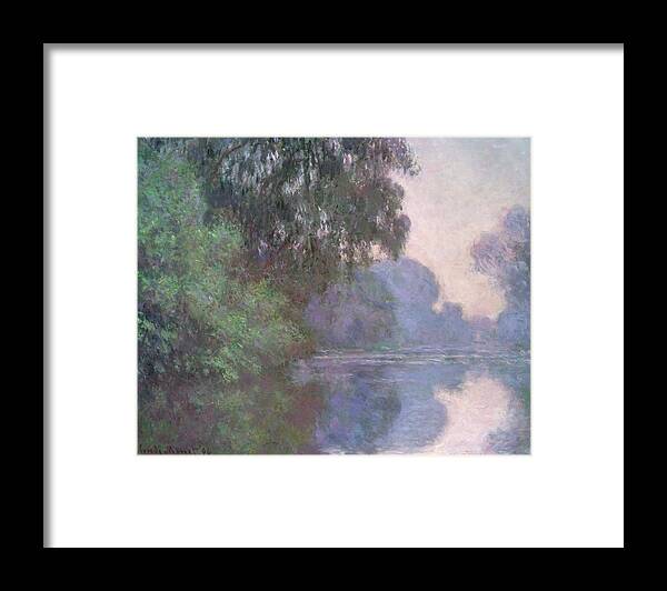 1896 Framed Print featuring the painting Morning on the Seine #1 by Claude Monet