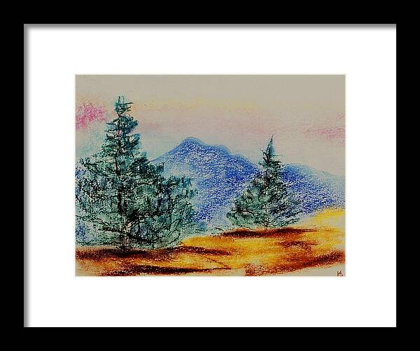Pastel Framed Print featuring the drawing Mountain Top #1 by Karen Buford