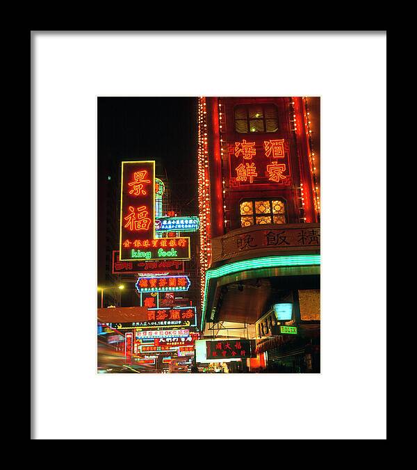 Neon Sign Framed Print featuring the photograph Neon Signs In Hong Kong #1 by Simon Fraser/science Photo Library