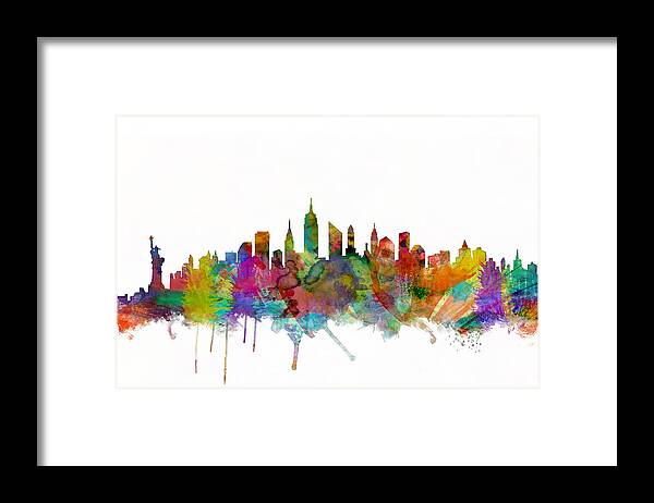 New York Framed Print featuring the digital art New York City Skyline by Michael Tompsett