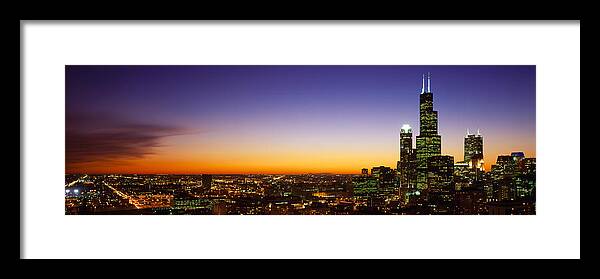 Photography Framed Print featuring the photograph Night Chicago Il Usa #1 by Panoramic Images