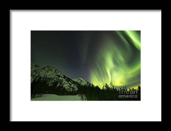 Horizontal Framed Print featuring the photograph Northern Lights Over Annie Lake Road #1 by Philip Hart