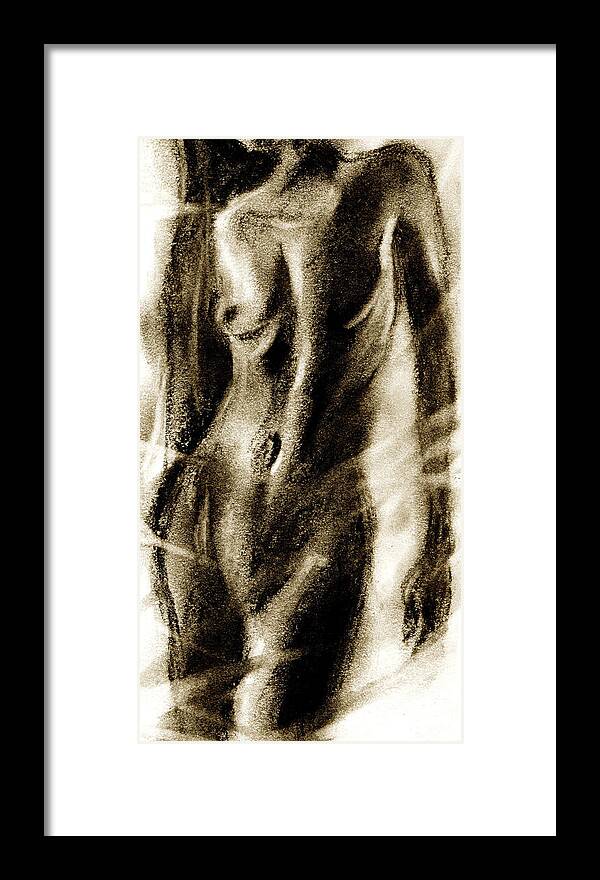 Nude Framed Print featuring the drawing Nude by Hiroko Sakai