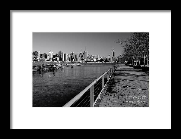 New York City Framed Print featuring the photograph NY from NJ BW #1 by Bob Stone