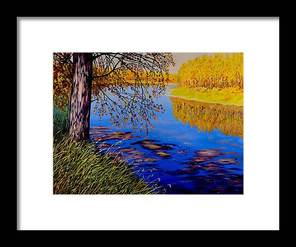 Blue Tone Framed Print featuring the painting October Afternoon by Sher Nasser