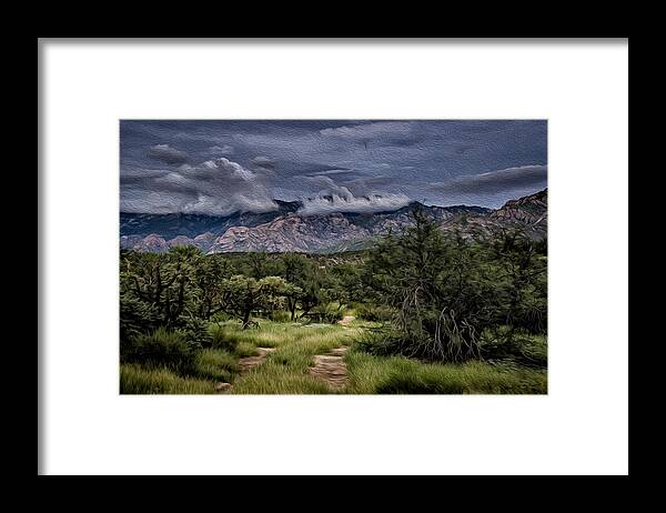 Santa Catalina Mountains Framed Print featuring the photograph Odyssey Into Clouds Oil by Mark Myhaver