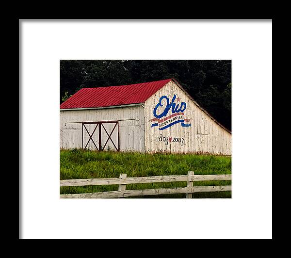 State Of Ohio Framed Print featuring the photograph Ohio Bicentennial Barn by Flees Photos