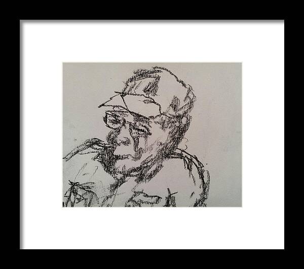 Figure Drawing Framed Print featuring the drawing Old Man #1 by Steve Jorde