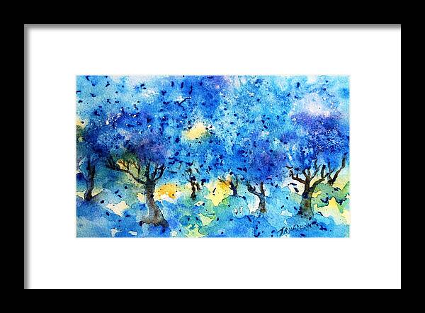 Olive Trees Framed Print featuring the painting Olive trees in a Tuscan Garden #2 by Trudi Doyle