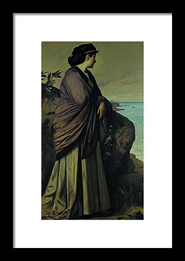 Anselm Feuerbach Framed Print featuring the painting On the Seashore. Modern Iphigenia by Anselm Feuerbach