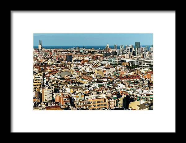 Sagrada Familia Framed Print featuring the photograph Panoramic View Of Barcelona #1 by Carlos Sanchez Pereyra