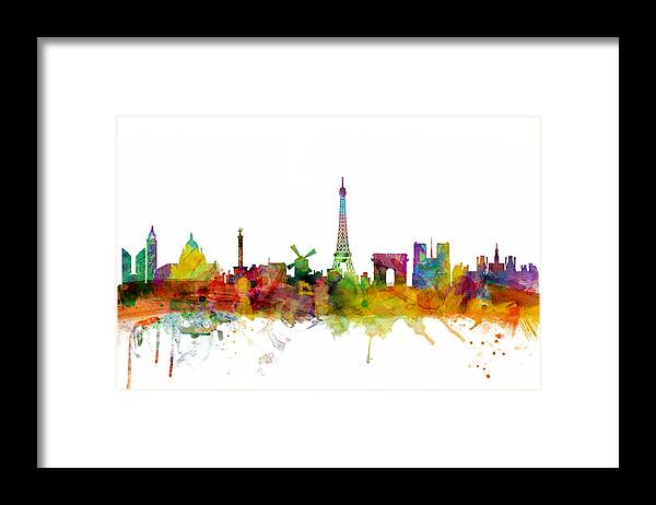 Paris Framed Print featuring the digital art Paris France Skyline by Michael Tompsett