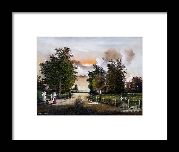 Countryside Framed Print featuring the painting Passing The Time - England by Ken Wood