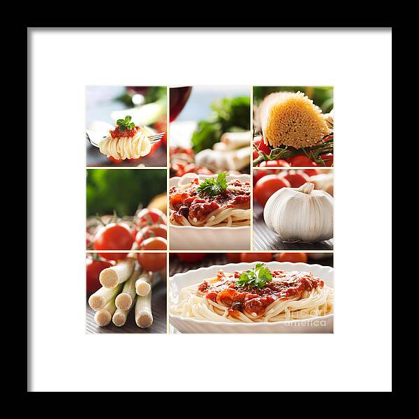 Collage Framed Print featuring the photograph Pasta collage #1 by Mythja Photography