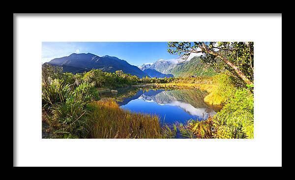 Peter's Pool Franz Joseph Glacier Mountains Mountain Landscape South Island New Zealand Framed Print featuring the photograph Peter's Pool #2 by Bill Robinson