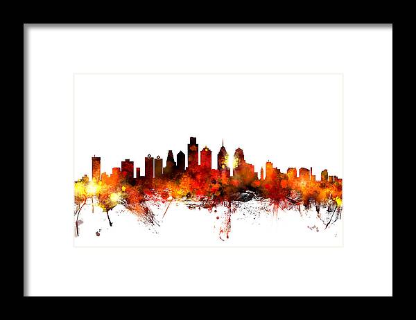 Philadelphia Framed Print featuring the digital art Philadelphia Pennsylvania Skyline #1 by Michael Tompsett