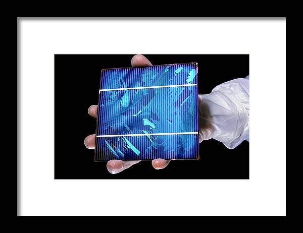 Human Framed Print featuring the photograph Photovoltaic Cell Manufacturing by Patrick Landmann/science Photo Library
