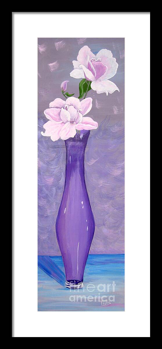 Vase Framed Print featuring the painting Phyl's Roses by Phyllis Kaltenbach