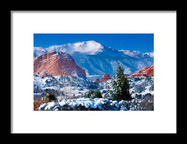 Colorado Framed Print featuring the photograph Pikes Peak in Winter #1 by John Hoffman