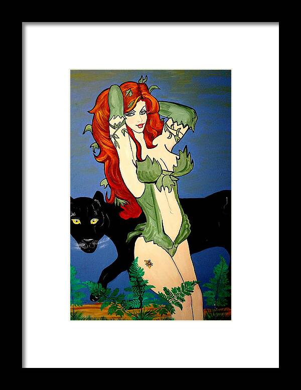 Poison Ivy Framed Print featuring the painting Poison Ivy Cartoon by Nora Shepley