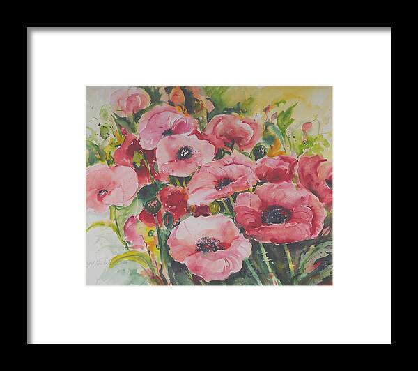 Watercolor Framed Print featuring the painting Poppies #2 by Ingrid Dohm