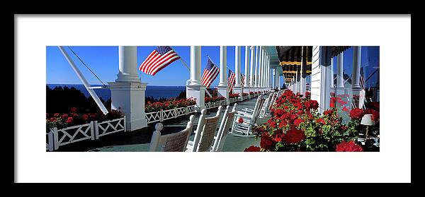 Photography Framed Print featuring the photograph Porch Of The Grand Hotel, Mackinac #1 by Panoramic Images