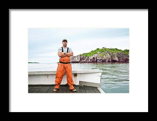 Arms Crossed Framed Print featuring the photograph Portrait Of Proud Lobsterman On Boat #1 by Nicole Wolf