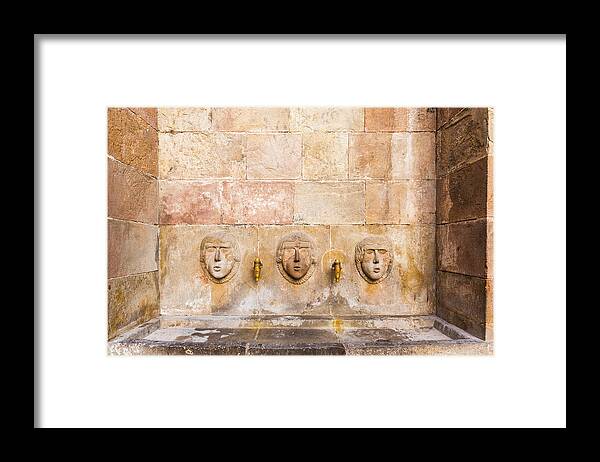 Barcelona Framed Print featuring the photograph Public Drinking Fountain Barcelona Spain #1 by Marek Poplawski