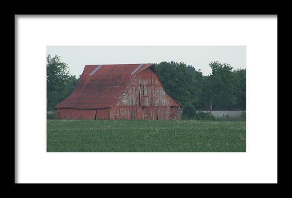 Barn Framed Print featuring the photograph Weathered Red Barn in Kentucky by Valerie Collins