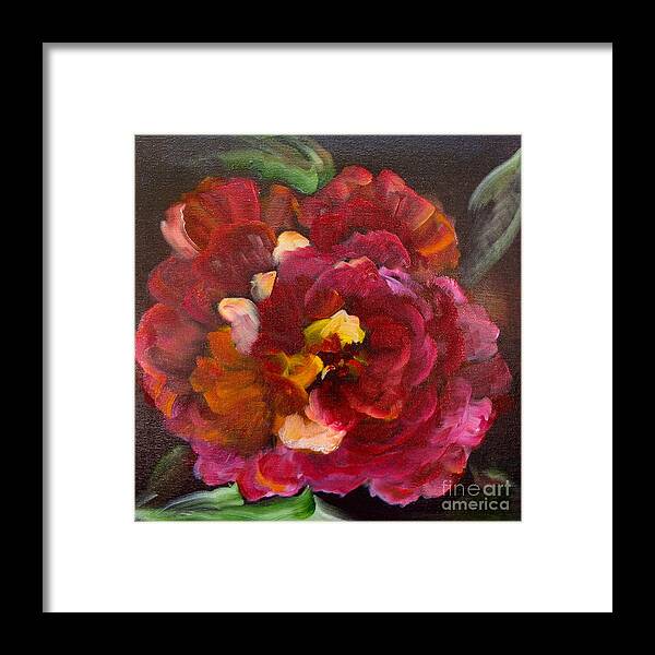 Botanical Framed Print featuring the painting Red Peony #3 by Jenny Lee