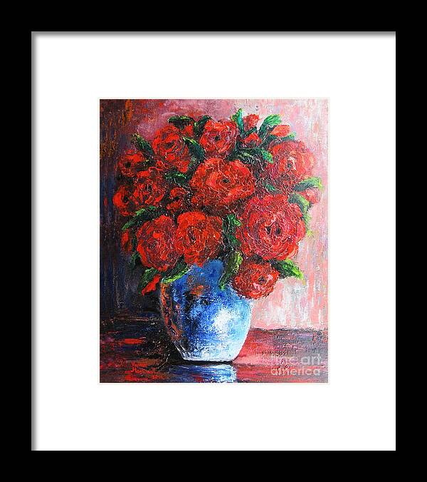 Flowers Framed Print featuring the painting Red scent by Vesna Martinjak