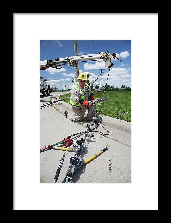 Equipment Framed Print featuring the photograph Repairing Power Lines #1 by Jim West