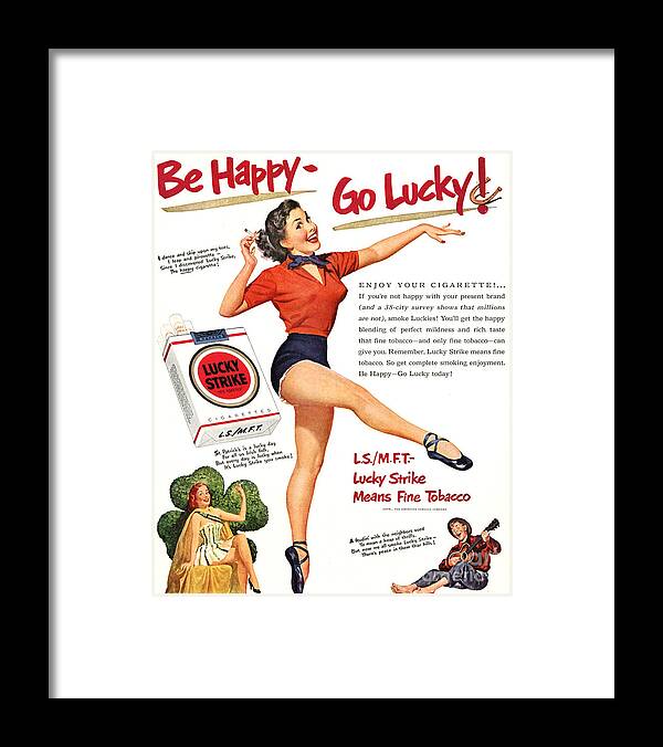 Retro Framed Print featuring the photograph Retro Cigarettes Marketing Ads Lucky Strike by Action