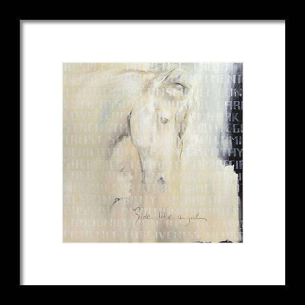Horse Framed Print featuring the painting Ride Like A Girl 2 #1 by Dina Dargo
