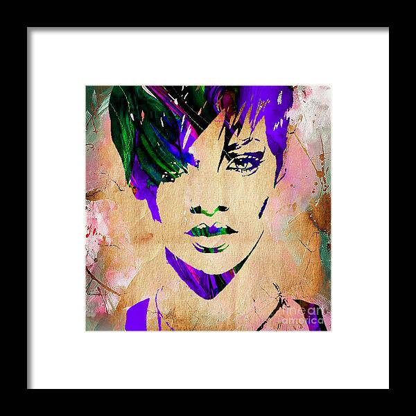 Rihanna Framed Print featuring the mixed media Rihanna Collection #1 by Marvin Blaine
