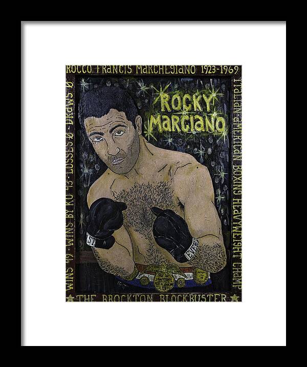 Rocky Framed Print featuring the painting Rocky Marciano #1 by Eric Cunningham