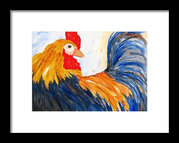Rooster Framed Print featuring the painting Rooster by Carlin Blahnik CarlinArtWatercolor
