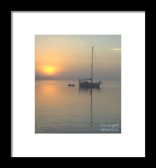Sunrise Framed Print featuring the photograph Sailboat Reflection #1 by Bob Sample