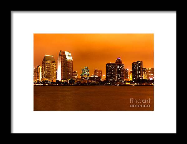 2012 Framed Print featuring the photograph San Diego Skyline at Night #1 by Paul Velgos
