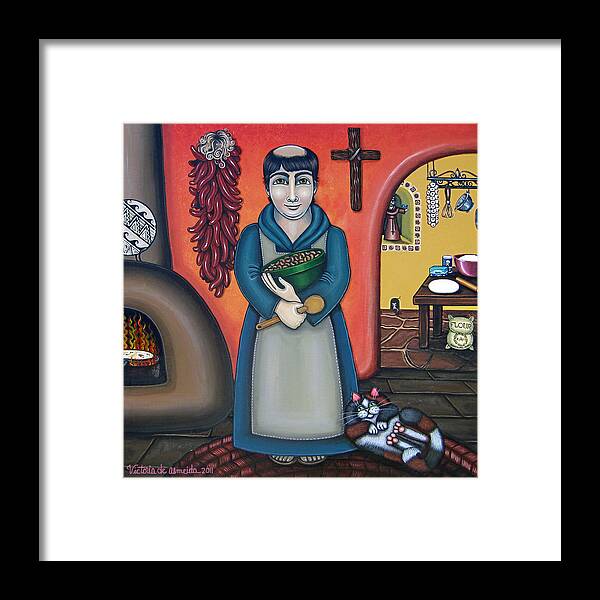 San Pascual Framed Print featuring the painting San Pascuals Kitchen by Victoria De Almeida
