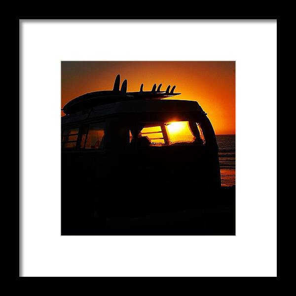 Southern California Framed Print featuring the photograph VW Bus at Sunset by Hal Bowles