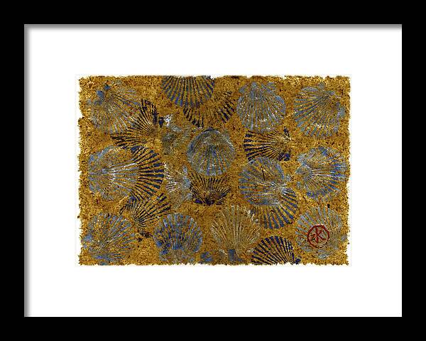 Gyotaku Framed Print featuring the mixed media Scallops on Thai Banana Paper  by Jeffrey Canha
