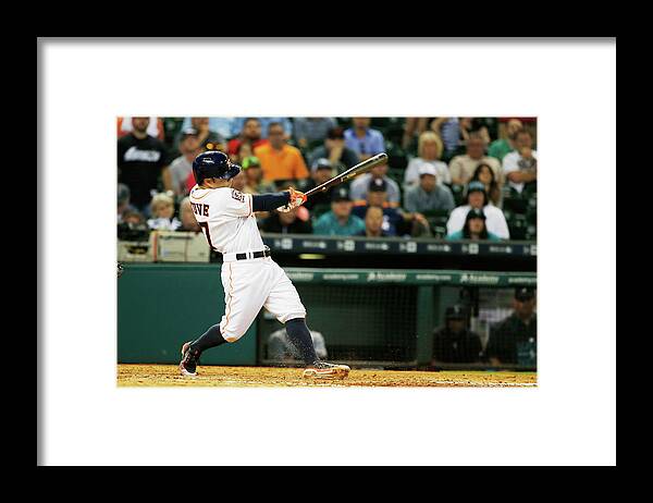 People Framed Print featuring the photograph Seattle Mariners V Houston Astros by Scott Halleran