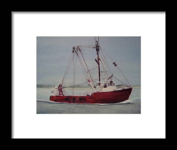 Boat Framed Print featuring the painting Shrimp Boat by Sheila Mashaw